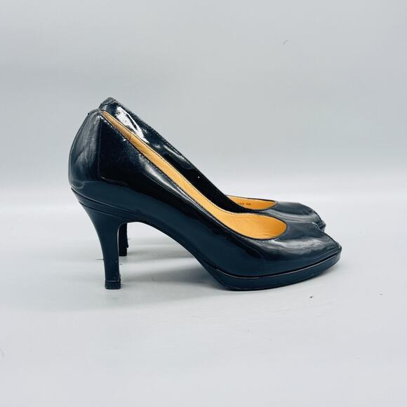 Cole Haan Shoes - Cole Haan‎ Shoes Womens 6 Black Patent Leather Vtg Air Peep Toe Pumps Heels